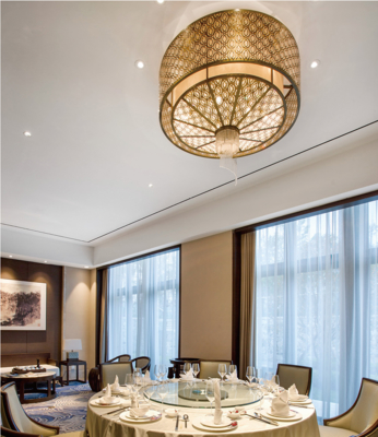 Non-standard Custom Hotel Restaurant Chandelier Bar Hotel Club Chinese Hot Pot KTV Large Cloth Art Private Room Box Light Rattan Style Circular LED Ceiling Light