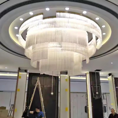 Indoor Ceiling Chandelier Lamp Living Room Dining Room Modern Luxury Bronze Stainless Steel Glass Rod Led Pendant Light
