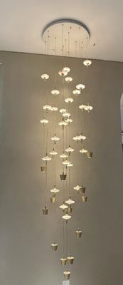 Hotel Chandelier Luxury Rectangular Crystal Hanging Pendant Light Staircase Flower Ceiling Lamps