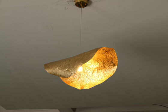 Nordic Modern Brass Crystal Handmade Lotus Leaf Blown Glass Hanging Lighting Single Hanging Kitchen Chandelier Pendant Lights