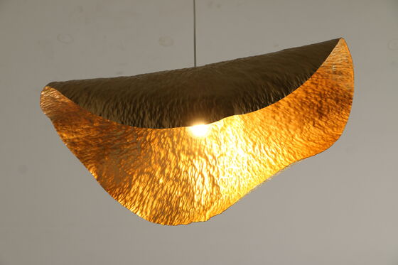 Nordic Modern Brass Crystal Handmade Lotus Leaf Blown Glass Hanging Lighting Single Hanging Kitchen Chandelier Pendant Lights