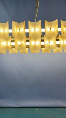 Modern Designer All-Copper Marble Luxury Minimalist Chandelier for Dining Living Room Tea Duplex Staircase Home Long Line Middle