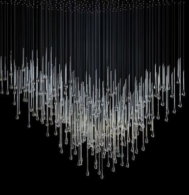 Luxury Wholesale Project Chandeliers Big Size Teardrop Clear Transparent Glass Pendant Light for Hotel Lobby Villa Restaurant