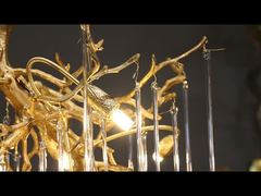 لوستر کریستالی لوکس جدید با شاخه های مسی روشنایی 2025 اتاق نشیمن اتاق غذاخوری