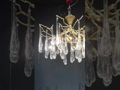 مشاهده H65 مس برنجی بدنه هنری شیشه ای برگ افرا آویز چراغ مدرن ISO9001 دمو