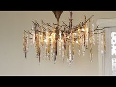 معرفی لوستر کریستالی آهنی سیمی قابل تنظیم 80 سانتی متری کریستال دودی سقفی ISO9001 240 ولت برای شما