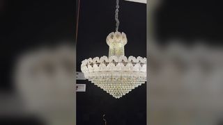لوستر امپایر کریستال فوشیا نفیس، دکور میز رستوران، چراغ آویز بزرگ