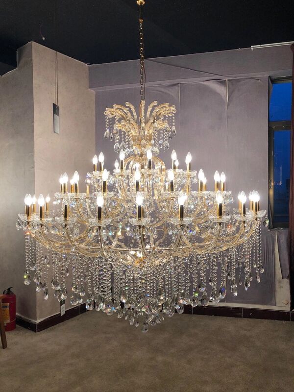 Waterproof Crystal Candle Chandelier LED E14 Pendant Light For Porch Villa Living Room