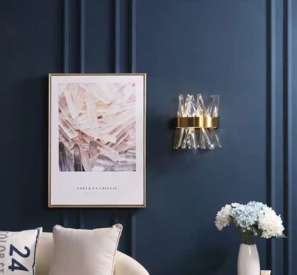 چراغ دیواری مدرن کریستال G9 E14 6000K 3000K طلا کریستال دیوار Sconce