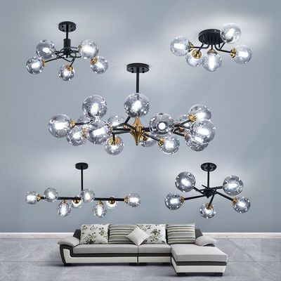 E27 E26 Clear Glass Sphere Chandelier Smoked Grey Smoked Light Shade لامپ اشکی شکل