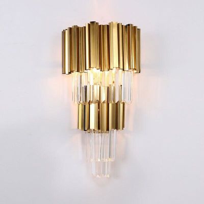 لامپ دیواری E14*3 E14*2 با روکش طلایی و کریستالی 6500K 4000K برای داخل خانه