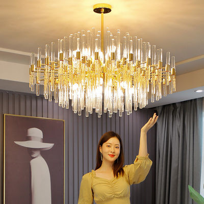 LED K9 کریستال ورودی لوستر E14 6500K چراغ های سقف لوکس طلا کریستال