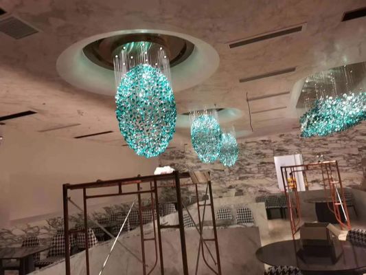 هتل کریستال لوستر بار اتاق نشیمن بزرگ مهندسی روشن سبز شفاف چراغ شیشه ای سنگ چراغ سفارشی