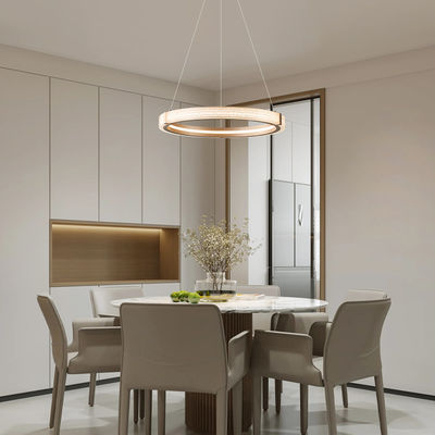 دایره ای مدرن آویزان نوردیک لوستر کریستال کریستال سنگ آهن آکریلیک 3CCT Dimmable LED لامپ های آویزان برای دکوراسیون خانه