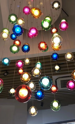 چراغ آویزان شیشه ای بلند پله چراغ سقف LED نور خانه خلاق چراغ جدید