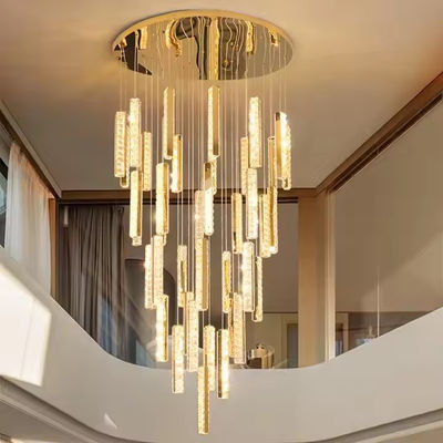 3000K-6500K دمای رنگ کریستال لوستر LED حلقه برای مدرن هتل لابی پله ویلا
