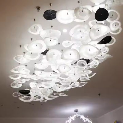 آویز شیشه ای سفید هنر شیشه ای هتل لابی ویلا اتاق نشیمن لوکس شیشه سقف LED لوستر تزئینی