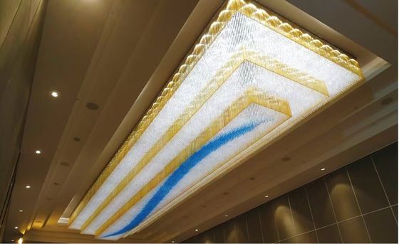 مستطیل سایز بزرگ سفارشی LED مدرن درخشان K9 مهندسی سالن ورودی هتل کریستال لوستر