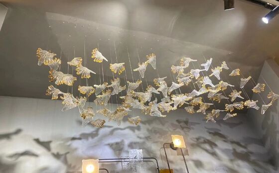 تخصیص شده ساخته شده هتل لابی زینتی شیشه ای آویزان نور مدرن LED سقف لوستر نورپردازی لوازم جانبی برگ طلا