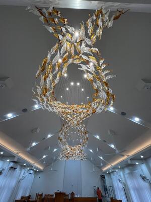 لامپ سفارشی لوستر بزرگ یکپارچه مدرن نوردیک شیشه سقف هتل ها