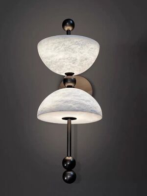 چراغ دیواری نیمکره مرمر با تزئین مهره مات برای هتل، ویلا، رستوران، نورپردازی پس‌زمینه هندوانه ای مرمر