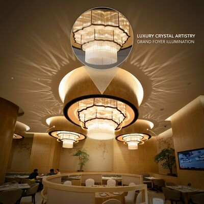 مرمری چند لایه کریستال لوستر سفارشی فوی بزرگ Pendant Light Hotel Villa Club